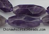 CNG5653 15.5 inches 15*35mm - 18*40mm faceted rice amethyst beads