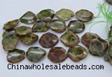 CNG5670 15.5 inches 25*35mm - 35*40mm faceted freeform green garnet beads