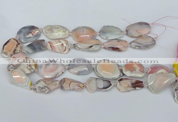 CNG5676 18*25mm - 30*35mm faceted freeform pink botswana agate beads