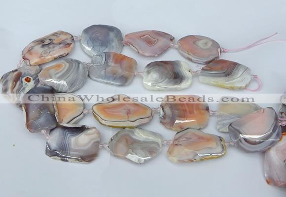 CNG5677 30*40mm - 35*45mm faceted freeform pink botswana agate beads