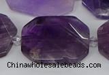 CNG5700 15.5 inches 25*30mm - 28*35mm faceted freeform amethyst beads