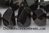CNG5734 12*16mm - 15*20mm faceted nuggets ice black obsidian beads