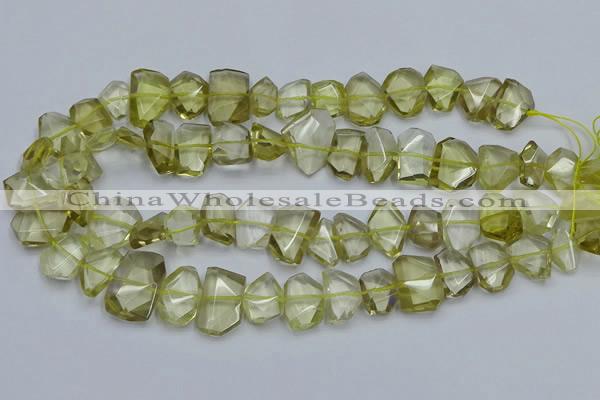 CNG5773 15.5 inches 12*16mm - 15*20mm faceted freeform lemon quartz beads