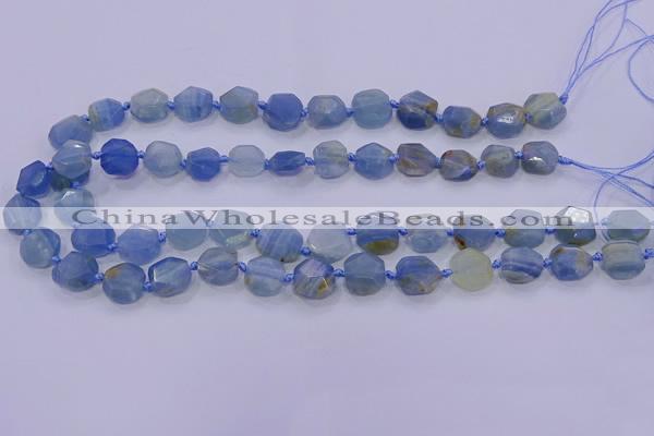 CNG5793 10*12mm - 10*14mm faceted freeform blue calcite beads