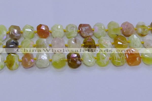 CNG5812 15.5 inches 10*14mm - 12*16mm faceted freeform yellow opal beads