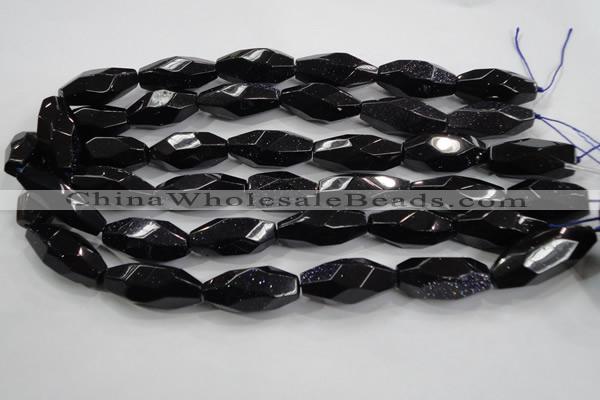CNG583 15.5 inches 14*33mm faceted nuggets blue goldstone beads
