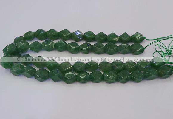 CNG5843 15.5 inches 14*15mm faceted nuggets green strawberry quartz beads