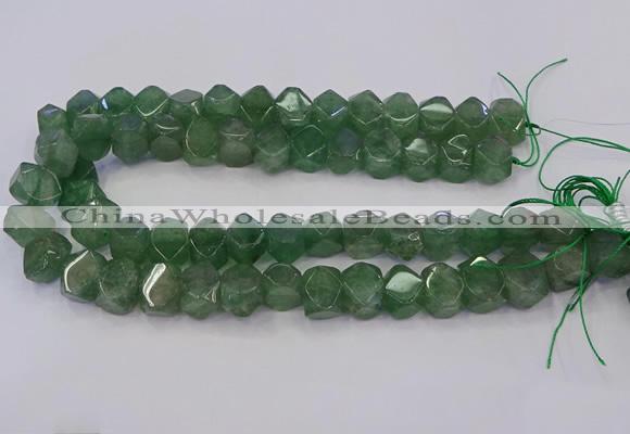 CNG5844 10*14mm - 12*16mm faceted nuggets green strawberry quartz beads