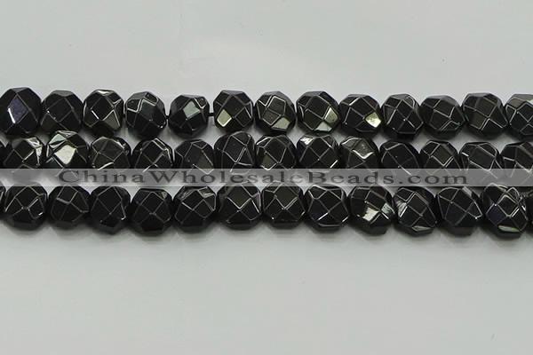 CNG5864 15.5 inches 8*12mm - 12*16mm faceted freeform black agate beads