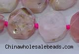 CNG5885 15.5 inches 10*14mm - 12*16mm faceted freeform pink opal beads