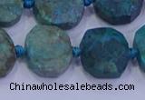 CNG5958 10*14mm - 12*16mm faceted freeform chrysocolla & turquoise beads