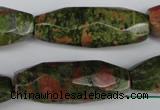 CNG596 13*35mm - 14*38mm faceted rice unakite nugget beads