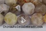 CNG6022 15.5 inches 12mm faceted nuggets silver needle agate beads