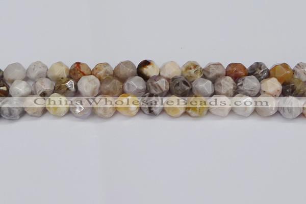 CNG6022 15.5 inches 12mm faceted nuggets silver needle agate beads