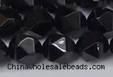 CNG6025 15.5 inches 12mm faceted nuggets black agate beads