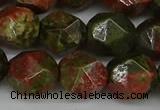 CNG6039 15.5 inches 12mm faceted nuggets unakite gemstone beads