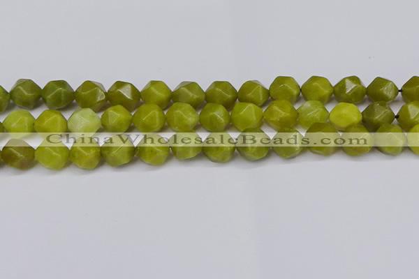 CNG6044 15.5 inches 12mm faceted nuggets lemon jade beads