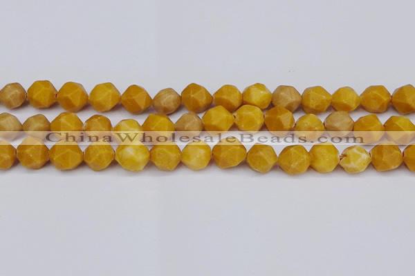 CNG6045 15.5 inches 12mm faceted nuggets yellow jade beads