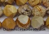 CNG6050 15.5 inches 12mm faceted nuggets picture jasper beads