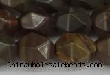 CNG6053 15.5 inches 12mm faceted nuggets coffee jasper beads