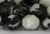 CNG6056 15.5 inches 12mm faceted nuggets black & white jasper beads