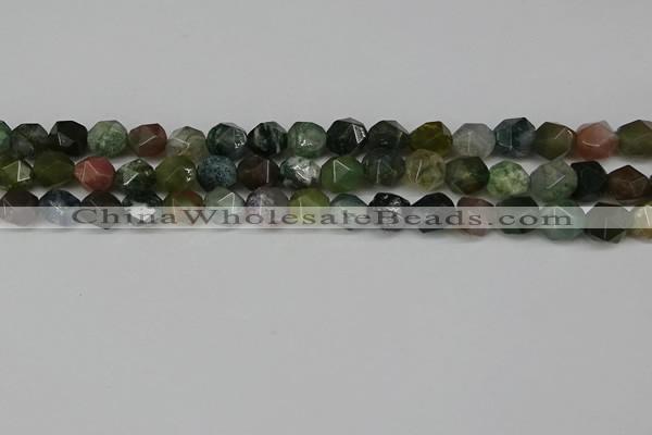 CNG6083 15.5 inches 8mm faceted nuggets moss agate beads