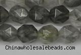 CNG6096 15.5 inches 8mm faceted nuggets cloudy quartz beads