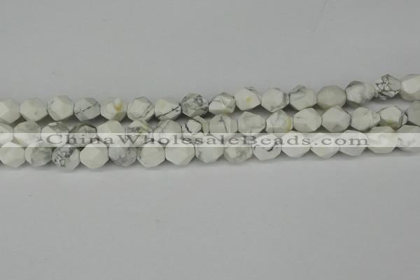 CNG6098 15.5 inches 8mm faceted nuggets white howlite beads