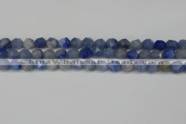 CNG6102 15.5 inches 8mm faceted nuggets blue aventurine beads