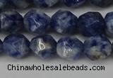 CNG6103 15.5 inches 8mm faceted nuggets blue spot stone beads