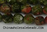 CNG6105 15.5 inches 8mm faceted nuggets unakite gemstone beads
