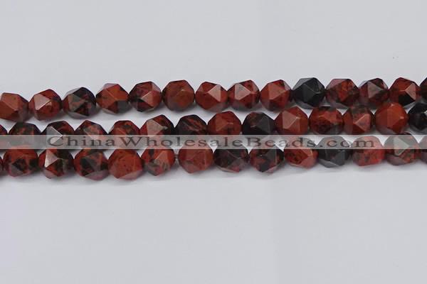 CNG6107 15.5 inches 8mm faceted nuggets mahogany obsidian beads
