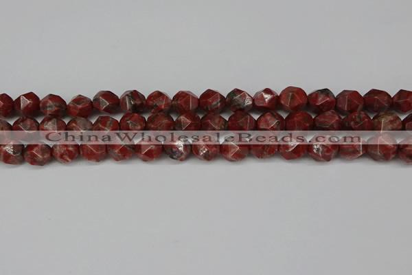 CNG6123 15.5 inches 8mm faceted nuggets brecciated jasper beads