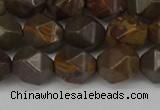 CNG6124 15.5 inches 8mm faceted nuggets coffee jasper beads