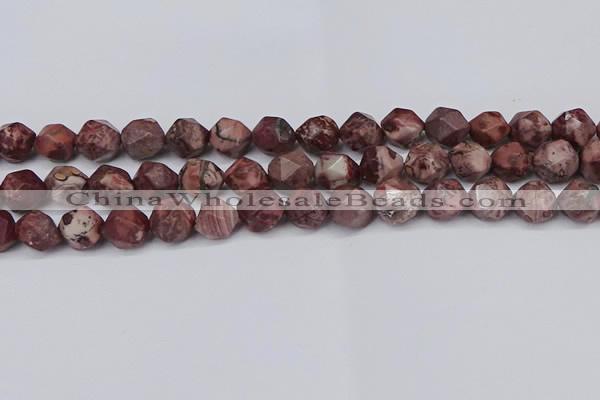 CNG6125 15.5 inches 8mm faceted nuggets red artistic jasper beads