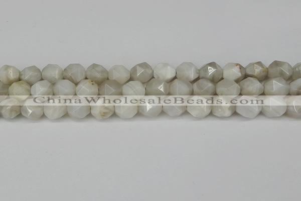 CNG6150 15.5 inches 10mm faceted nuggets grey agate beads