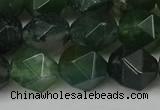 CNG6154 15.5 inches 10mm faceted nuggets moss agate beads