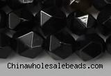 CNG6160 15.5 inches 10mm faceted nuggets black agate beads