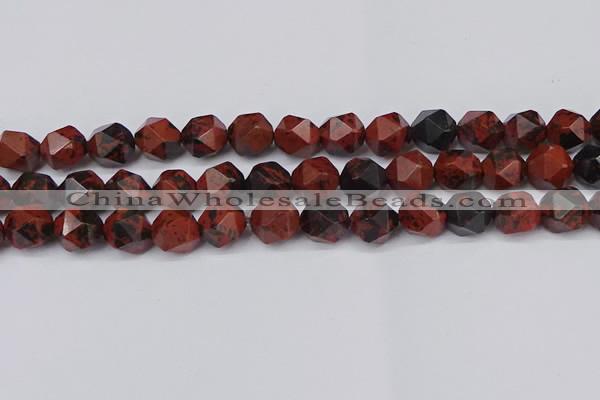 CNG6183 15.5 inches 10mm faceted nuggets mahogany obsidian beads