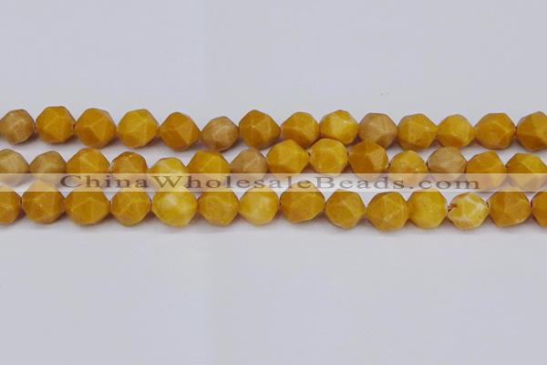 CNG6191 15.5 inches 10mm faceted nuggets yellow jade beads