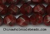 CNG6198 15.5 inches 10mm faceted nuggets brecciated jasper beads