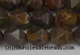 CNG6199 15.5 inches 10mm faceted nuggets coffee jasper beads