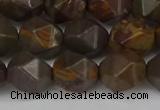 CNG6199 15.5 inches 10mm faceted nuggets coffee jasper beads