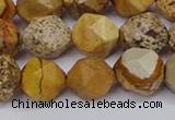 CNG6201 15.5 inches 10mm faceted nuggets picture jasper beads