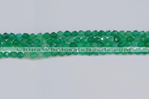 CNG6226 15.5 inches 6mm faceted nuggets green agate beads