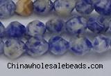 CNG6250 15.5 inches 6mm faceted nuggets blue spot stone beads