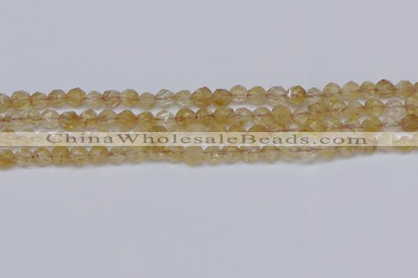 CNG6259 15.5 inches 6mm faceted nuggets coffee cherry quartz beads