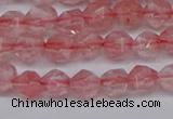 CNG6260 15.5 inches 6mm faceted nuggets cherry quartz beads