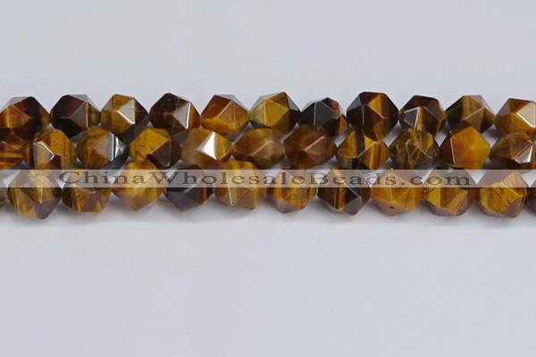 CNG6299 15.5 inches 14mm faceted nuggets yellow tiger eye beads