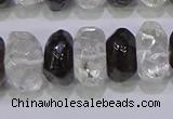 CNG6380 6*14mm - 8*14mm nuggets white crystal & smoky quartz beads